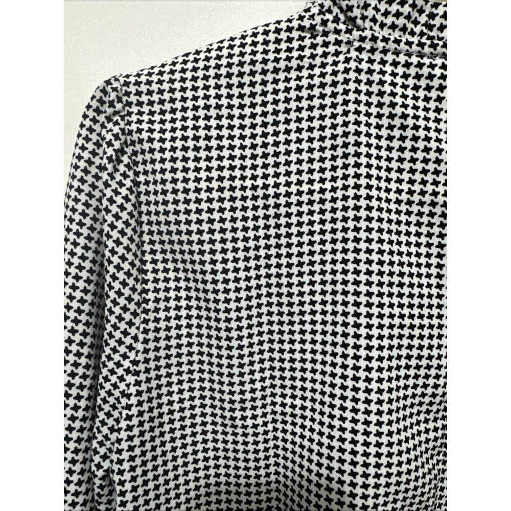 Carolina Belle Montreal Womens Sz S  Houndstooth Pleated Ruffle Chiffon Top - Picture 3 of 15